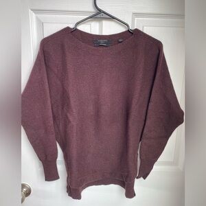 All Saints 100% Merino Wool Esia Jumper Boat Neck Sweater Bordeaux Burgundy